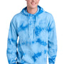 Port & Company Mens Crystal Tie-Dye Hooded Sweatshirt Hoodie w/ Pouch Pocket - Sky Blue