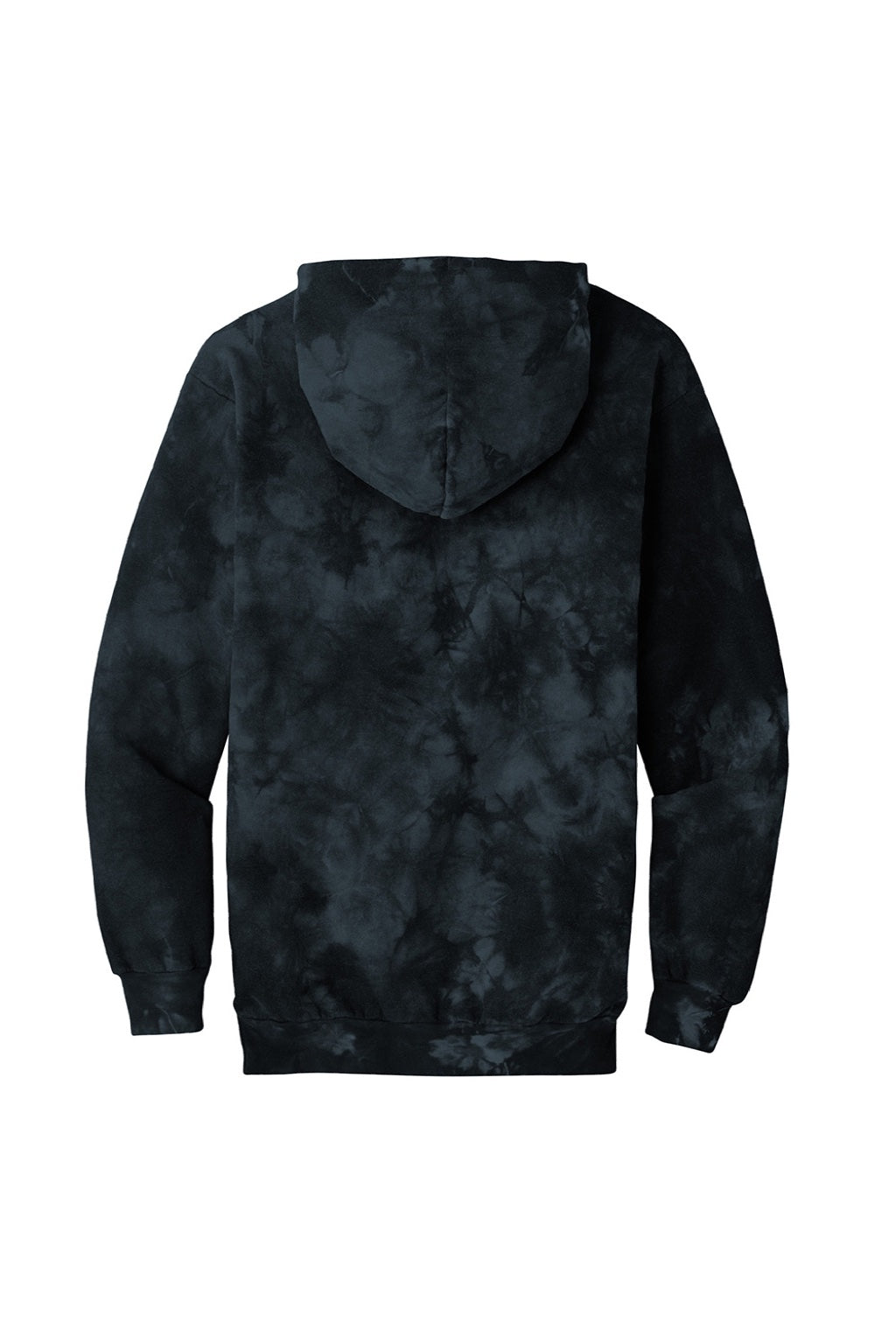 Port & Company PC144 Mens Crystal Tie-Dye Hooded Sweatshirt Hoodie w/ Pouch Pocket Black Flat Back