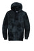 Port & Company PC144 Mens Crystal Tie-Dye Hooded Sweatshirt Hoodie w/ Pouch Pocket Black Flat Front