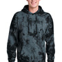 Port & Company Mens Crystal Tie-Dye Hooded Sweatshirt Hoodie w/ Pouch Pocket - Black