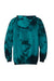 Port & Company PC144 Mens Crystal Tie-Dye Hooded Sweatshirt Hoodie w/ Pouch Pocket Black/Teal Green Flat Back