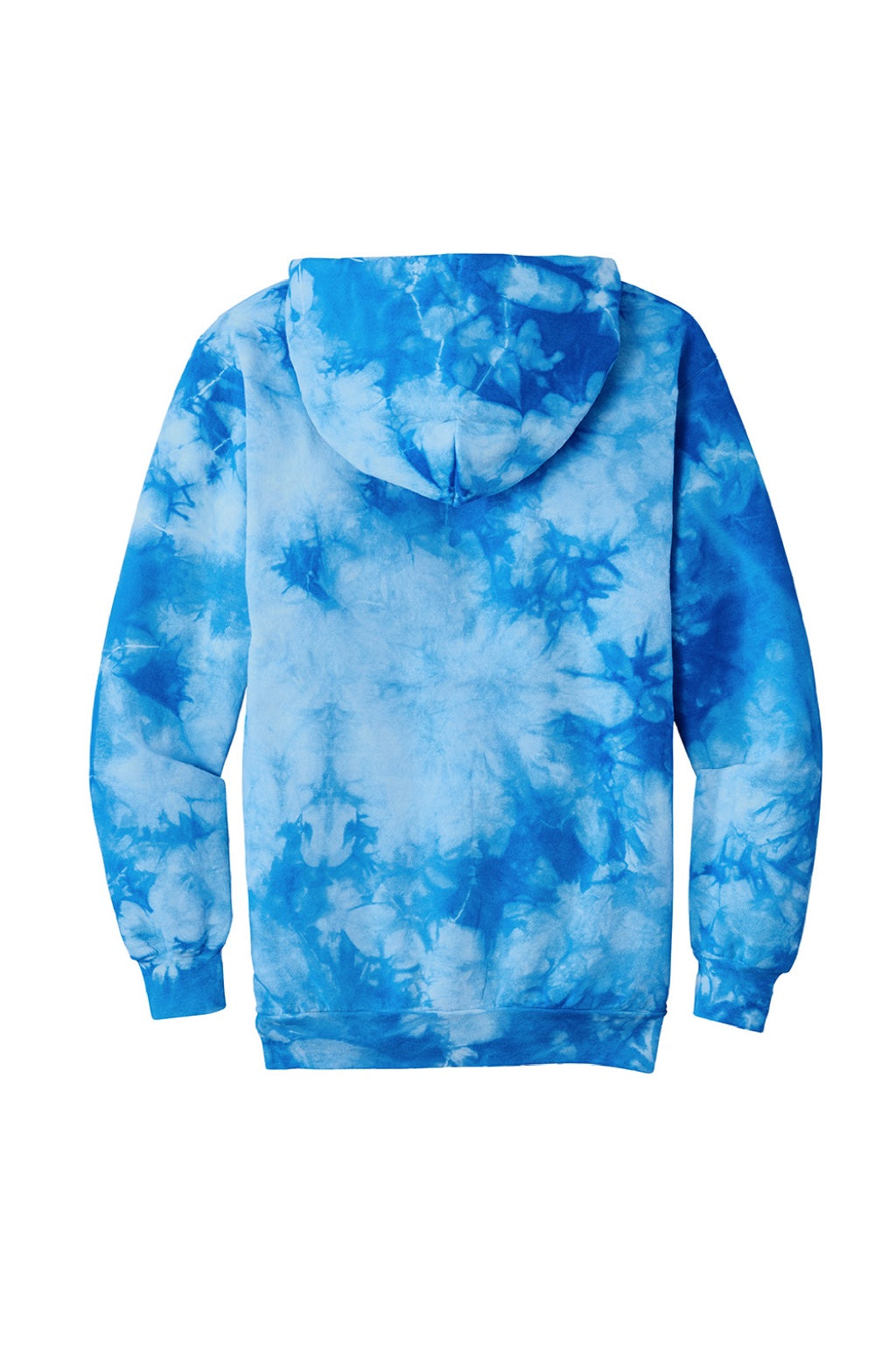 Port & Company PC144 Mens Crystal Tie-Dye Hooded Sweatshirt Hoodie w/ Pouch Pocket Sky Blue Flat Back