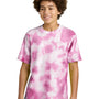 Port & Company Youth Crystal Tie-Dye Short Sleeve Crewneck T-Shirt - Bright Pink