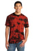 Port & Company PC145 Mens Crystal Tie-Dye Short Sleeve Crewneck T-Shirt Black/Red Model Front