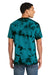 Port & Company PC145 Mens Crystal Tie-Dye Short Sleeve Crewneck T-Shirt Black/Teal Green Model Back
