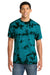 Port & Company PC145 Mens Crystal Tie-Dye Short Sleeve Crewneck T-Shirt Black/Teal Green Model Front