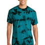 Port & Company Mens Crystal Tie-Dye Short Sleeve Crewneck T-Shirt - Black/Teal Green
