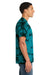 Port & Company PC145 Mens Crystal Tie-Dye Short Sleeve Crewneck T-Shirt Black/Teal Green Model Side