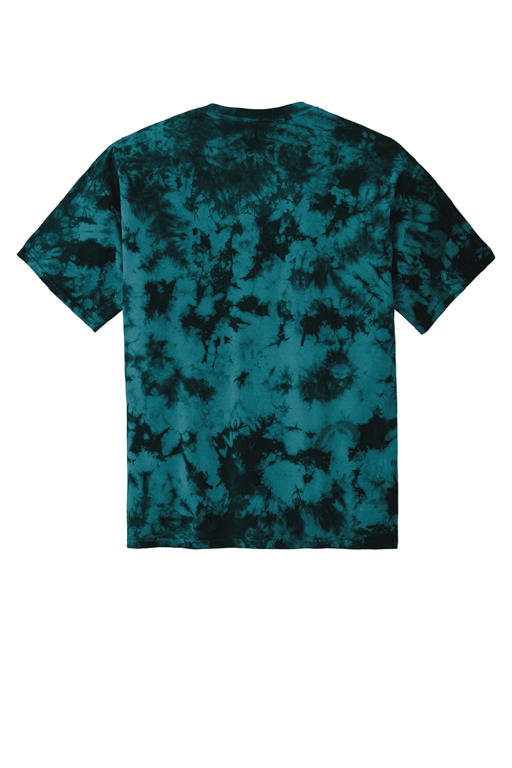 Port & Company PC145 Mens Crystal Tie-Dye Short Sleeve Crewneck T-Shirt Black/Teal Green Flat Back
