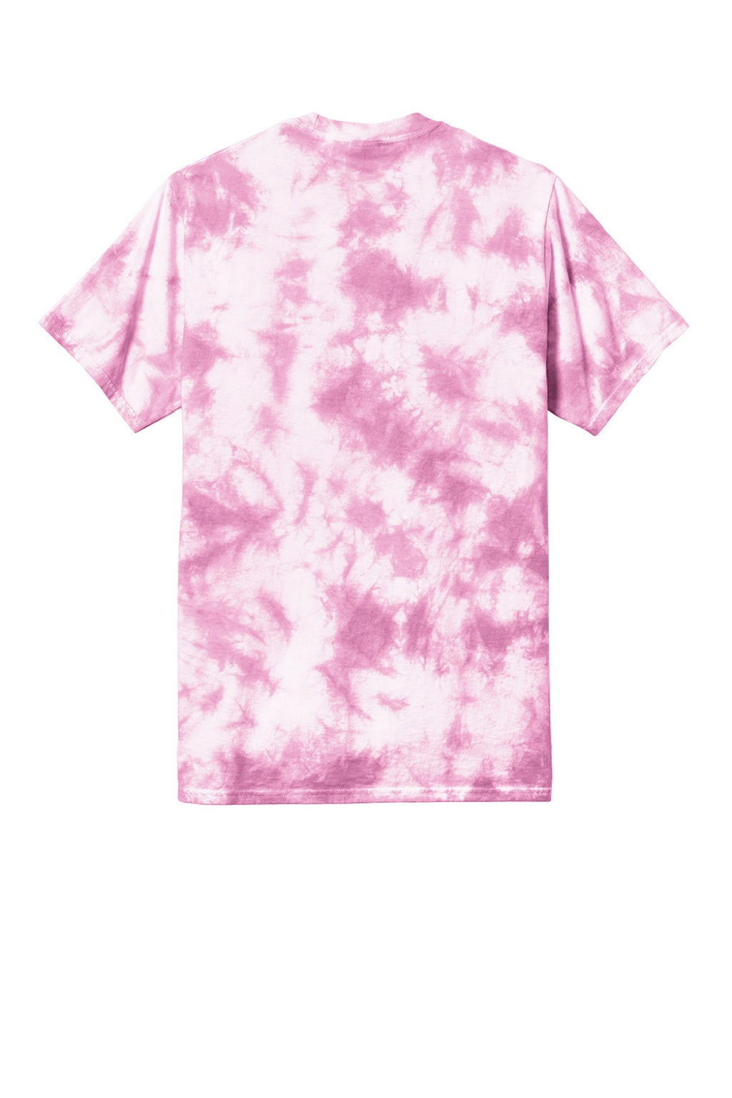 Port & Company PC145 Mens Crystal Tie-Dye Short Sleeve Crewneck T-Shirt Bright Pink Flat Back