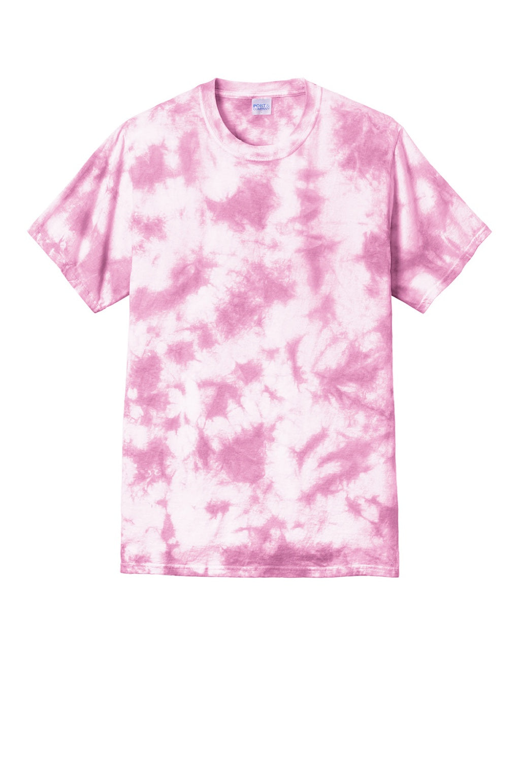 Port & Company PC145 Mens Crystal Tie-Dye Short Sleeve Crewneck T-Shirt Bright Pink Flat Front