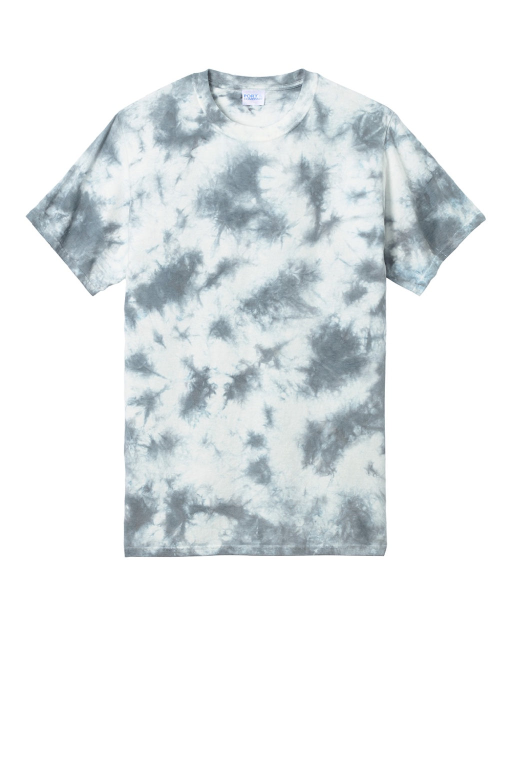 Port & Company PC145 Mens Crystal Tie-Dye Short Sleeve Crewneck T-Shirt Grey Flat Front
