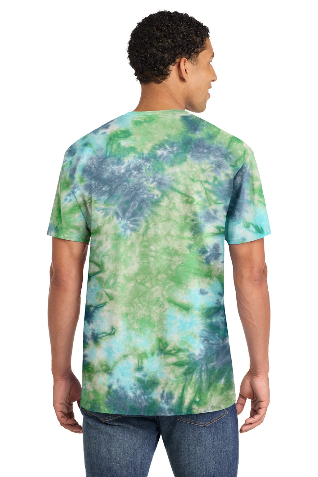 Port & Company PC145 Mens Crystal Tie-Dye Short Sleeve Crewneck T-Shirt Planet Earth Model Back