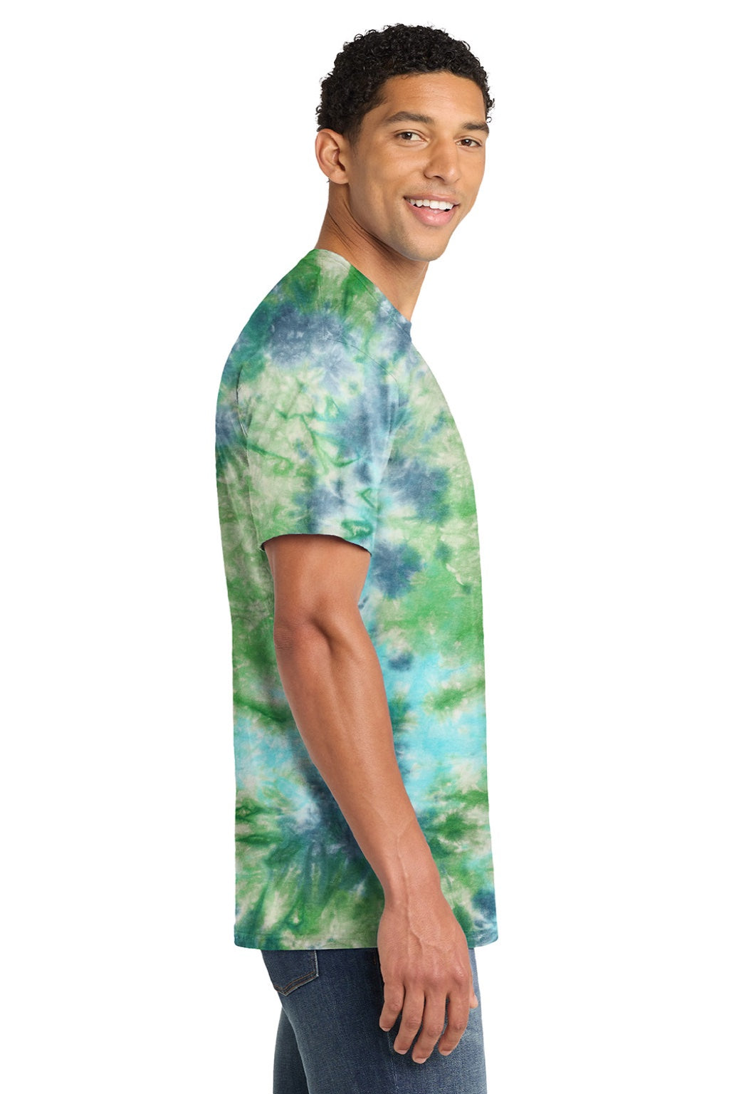Port & Company PC145 Mens Crystal Tie-Dye Short Sleeve Crewneck T-Shirt Planet Earth Model Side