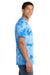 Port & Company PC145 Mens Crystal Tie-Dye Short Sleeve Crewneck T-Shirt Sky Blue Model Side