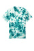 Port & Company PC145 Mens Crystal Tie-Dye Short Sleeve Crewneck T-Shirt Teal Green Flat Front