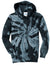 Port & Company PC146Y Youth Tie-Dye Fleece Hooded Sweatshirt Hoodie w/ Pouch Pocket Black Flat Front