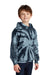 Port & Company PC146Y Youth Tie-Dye Fleece Hooded Sweatshirt Hoodie w/ Pouch Pocket Black Model 3q