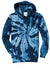 Port & Company PC146Y Youth Tie-Dye Fleece Hooded Sweatshirt Hoodie w/ Pouch Pocket Navy Blue Flat Front