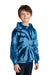 Port & Company PC146Y Youth Tie-Dye Fleece Hooded Sweatshirt Hoodie w/ Pouch Pocket Navy Blue Model 3q