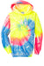 Port & Company PC146Y Youth Tie-Dye Fleece Hooded Sweatshirt Hoodie w/ Pouch Pocket Neon Rainbow Flat Front