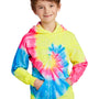 Port & Company Youth Tie-Dye Fleece Hooded Sweatshirt Hoodie w/ Pouch Pocket - Neon Rainbow