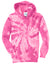 Port & Company PC146Y Youth Tie-Dye Fleece Hooded Sweatshirt Hoodie w/ Pouch Pocket Pink Flat Front