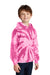 Port & Company PC146Y Youth Tie-Dye Fleece Hooded Sweatshirt Hoodie w/ Pouch Pocket Pink Model 3q