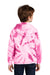 Port & Company PC146Y Youth Tie-Dye Fleece Hooded Sweatshirt Hoodie w/ Pouch Pocket Pink Model Back