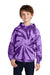 Port & Company PC146Y Youth Tie-Dye Fleece Hooded Sweatshirt Hoodie w/ Pouch Pocket Purple Model Front