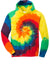 Port & Company PC146Y Youth Tie-Dye Fleece Hooded Sweatshirt Hoodie w/ Pouch Pocket Rainbow Flat Front