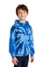 Port & Company PC146Y Youth Tie-Dye Fleece Hooded Sweatshirt Hoodie w/ Pouch Pocket Royal Blue Model 3q