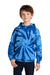 Port & Company PC146Y Youth Tie-Dye Fleece Hooded Sweatshirt Hoodie w/ Pouch Pocket Royal Blue Model Front