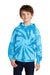 Port & Company PC146Y Youth Tie-Dye Fleece Hooded Sweatshirt Hoodie w/ Pouch Pocket Turquoise Blue Model Front