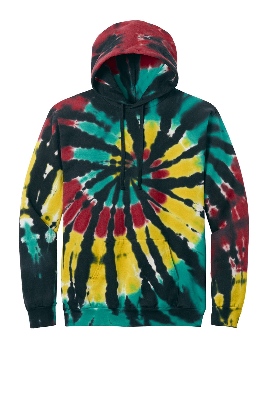 Port & Company PC146 Mens Tie-Dye Fleece Hooded Sweatshirt Hoodie w/ Pouch Pocket Island Spiral Flat Front
