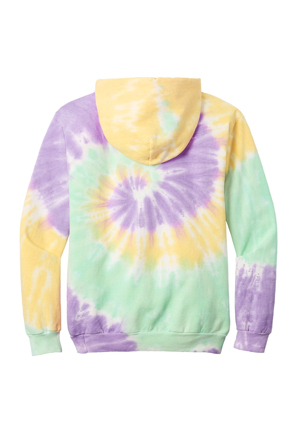 Port & Company PC146 Mens Tie-Dye Fleece Hooded Sweatshirt Hoodie w/ Pouch Pocket Mint Rainbow Flat Back