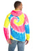 Port & Company PC146 Mens Tie-Dye Fleece Hooded Sweatshirt Hoodie w/ Pouch Pocket Neon Rainbow Model Back