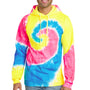 Port & Company Mens Tie-Dye Fleece Hooded Sweatshirt Hoodie w/ Pouch Pocket - Neon Rainbow