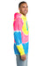 Port & Company PC146 Mens Tie-Dye Fleece Hooded Sweatshirt Hoodie w/ Pouch Pocket Neon Rainbow Model Side