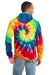 Port & Company PC146 Mens Tie-Dye Fleece Hooded Sweatshirt Hoodie w/ Pouch Pocket Rainbow Model Back