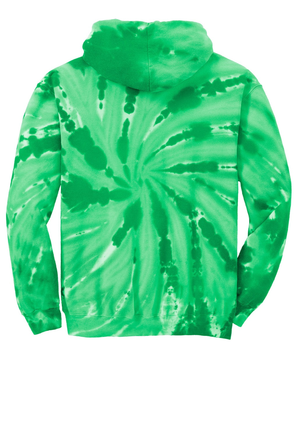 Port & Company PC146 Mens Tie-Dye Fleece Hooded Sweatshirt Hoodie w/ Pouch Pocket Kelly Green Flat Back