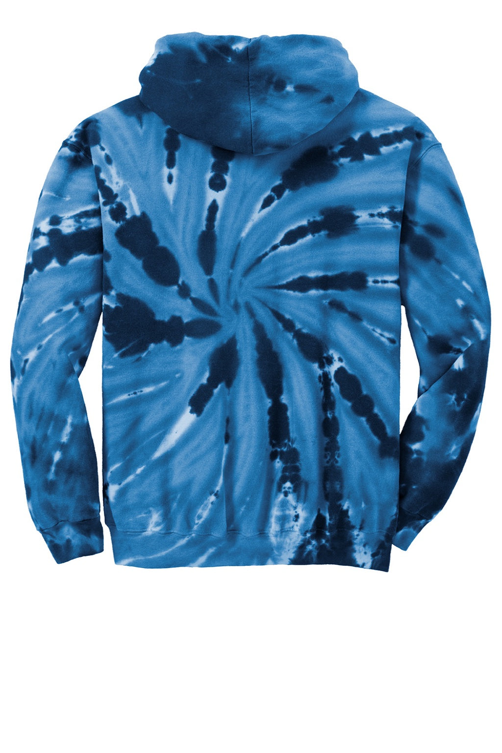Port & Company PC146 Mens Tie-Dye Fleece Hooded Sweatshirt Hoodie w/ Pouch Pocket Navy Blue Flat Back