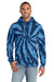 Port & Company PC146 Mens Tie-Dye Fleece Hooded Sweatshirt Hoodie w/ Pouch Pocket Navy Blue Model Front