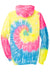 Port & Company PC146 Mens Tie-Dye Fleece Hooded Sweatshirt Hoodie w/ Pouch Pocket Neon Rainbow Flat Back