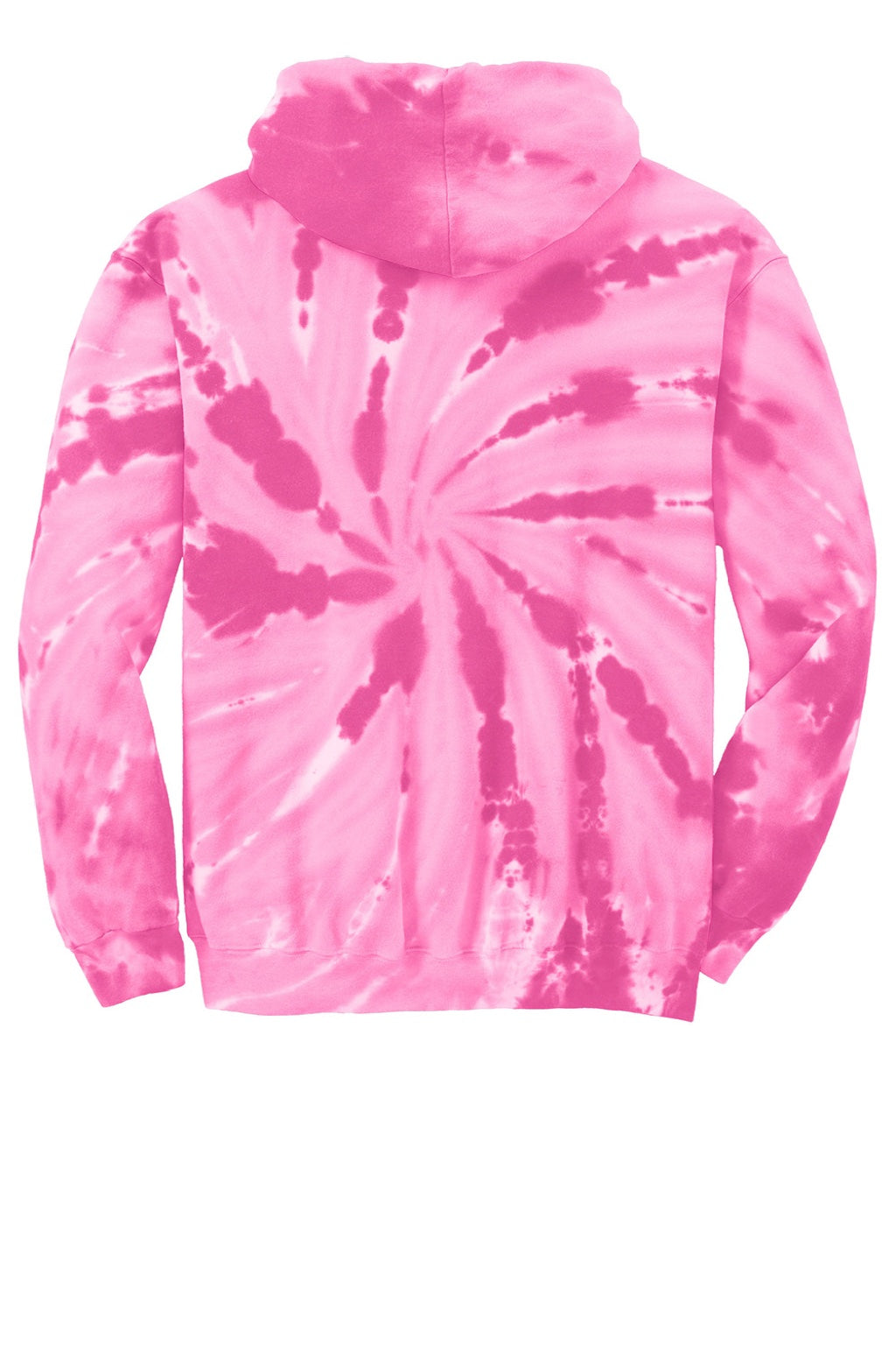 Port & Company PC146 Mens Tie-Dye Fleece Hooded Sweatshirt Hoodie w/ Pouch Pocket Pink Flat Back
