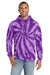 Port & Company PC146 Mens Tie-Dye Fleece Hooded Sweatshirt Hoodie w/ Pouch Pocket Purple Model Front
