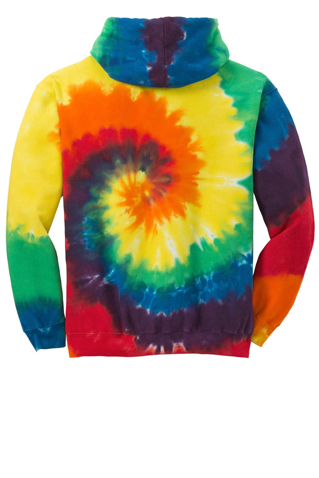 Port & Company PC146 Mens Tie-Dye Fleece Hooded Sweatshirt Hoodie w/ Pouch Pocket Rainbow Flat Back