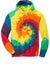 Port & Company PC146 Mens Tie-Dye Fleece Hooded Sweatshirt Hoodie w/ Pouch Pocket Rainbow Flat Front