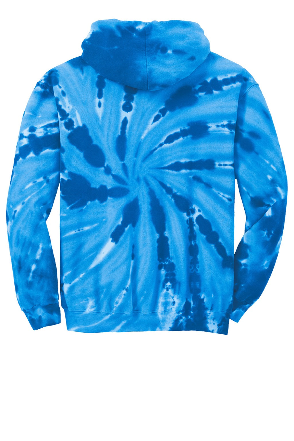 Port & Company PC146 Mens Tie-Dye Fleece Hooded Sweatshirt Hoodie w/ Pouch Pocket Royal Blue Flat Back