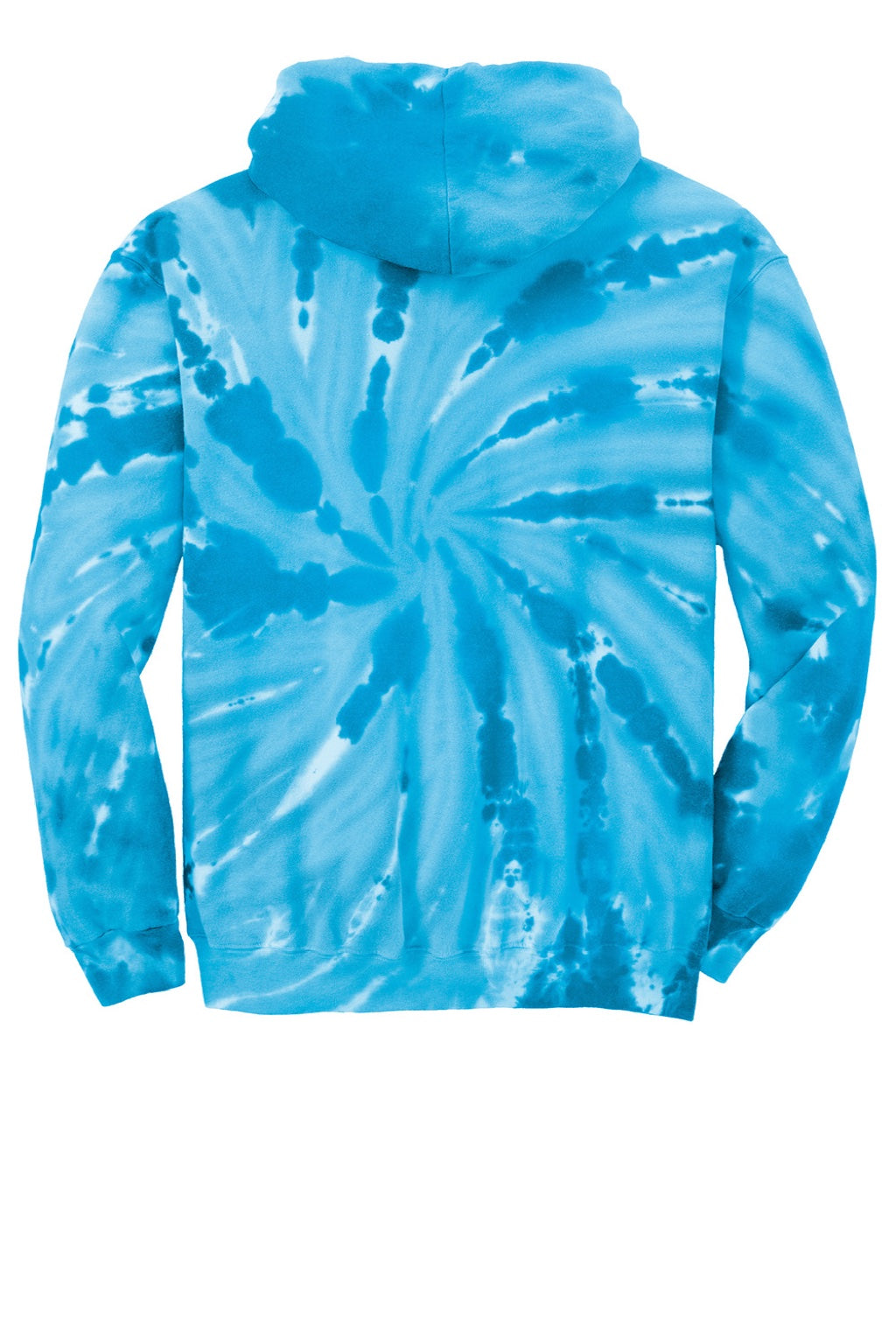 Port & Company PC146 Mens Tie-Dye Fleece Hooded Sweatshirt Hoodie w/ Pouch Pocket Turquoise Blue Flat Back